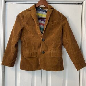 Mini Boden Cordoroy Blazer 9-10 Brown Button Up Preppy Classic
